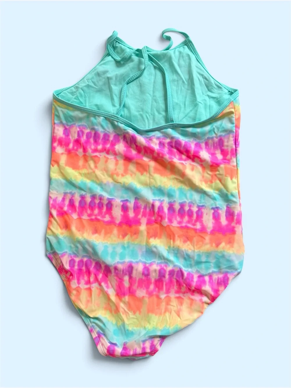 Kids' Multicolor Tie-Dye One-Piece Swimsuit with 'FUN' Sequin Detail